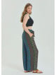 Navy Blue Women's Plus Size Trousers with Elastic Waist Belt Detail 4619